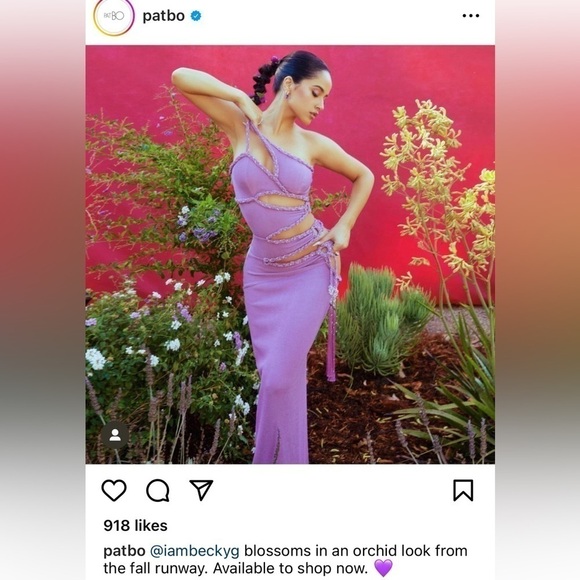 PatBO Cut Out Maxi Dress in Orchid 38 6 New Womens Bodycon Midi Crystals - Picture 16 of 16